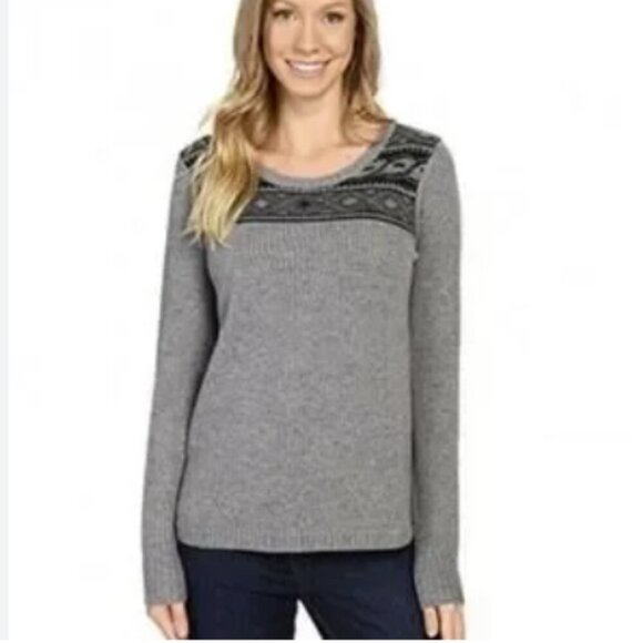 Toad & Co Large Aleutia Crew Neck Long Sleeve Gray Lambs Wool Pullover Sweater - Picture 2 of 12